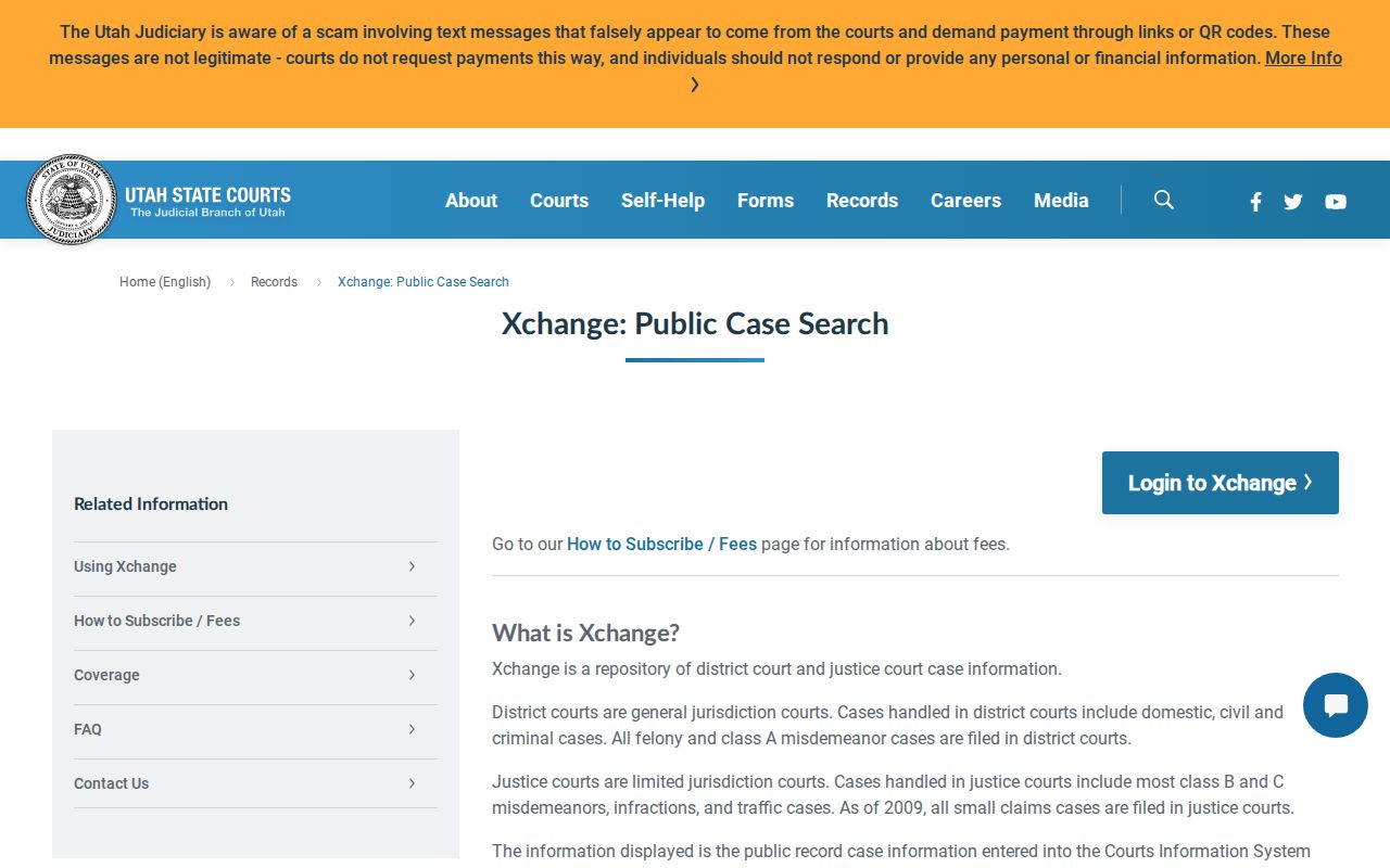 Daggett County warrant case-history coverage and limits from Utah Courts Xchange