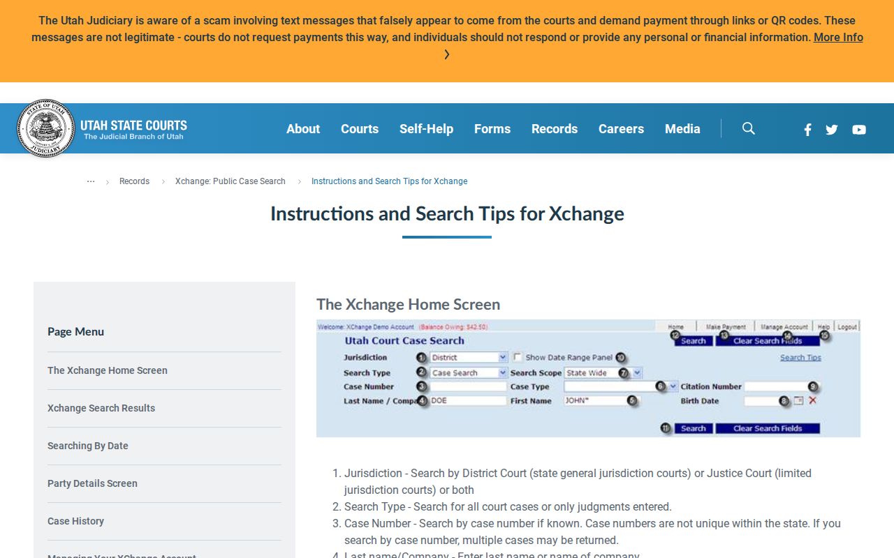 Daggett County warrant search field guidance from Utah BCI