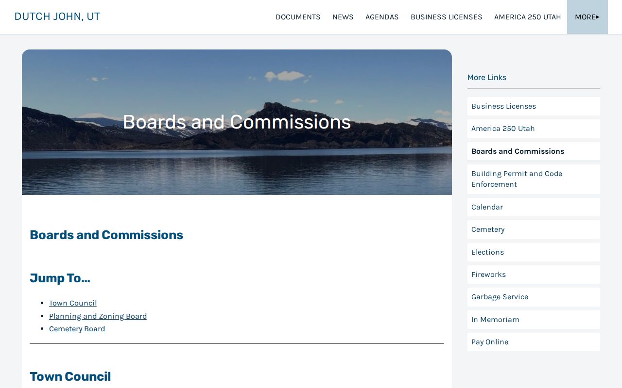 Dutch John warrant records town administration contact page
